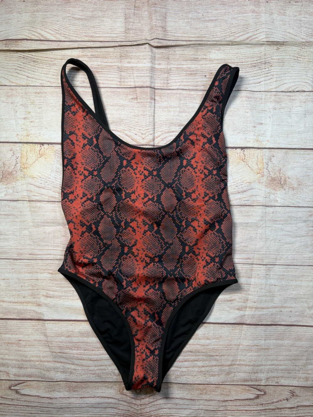 Topshop Red and Black Snake Print One-Piece Swimsuit